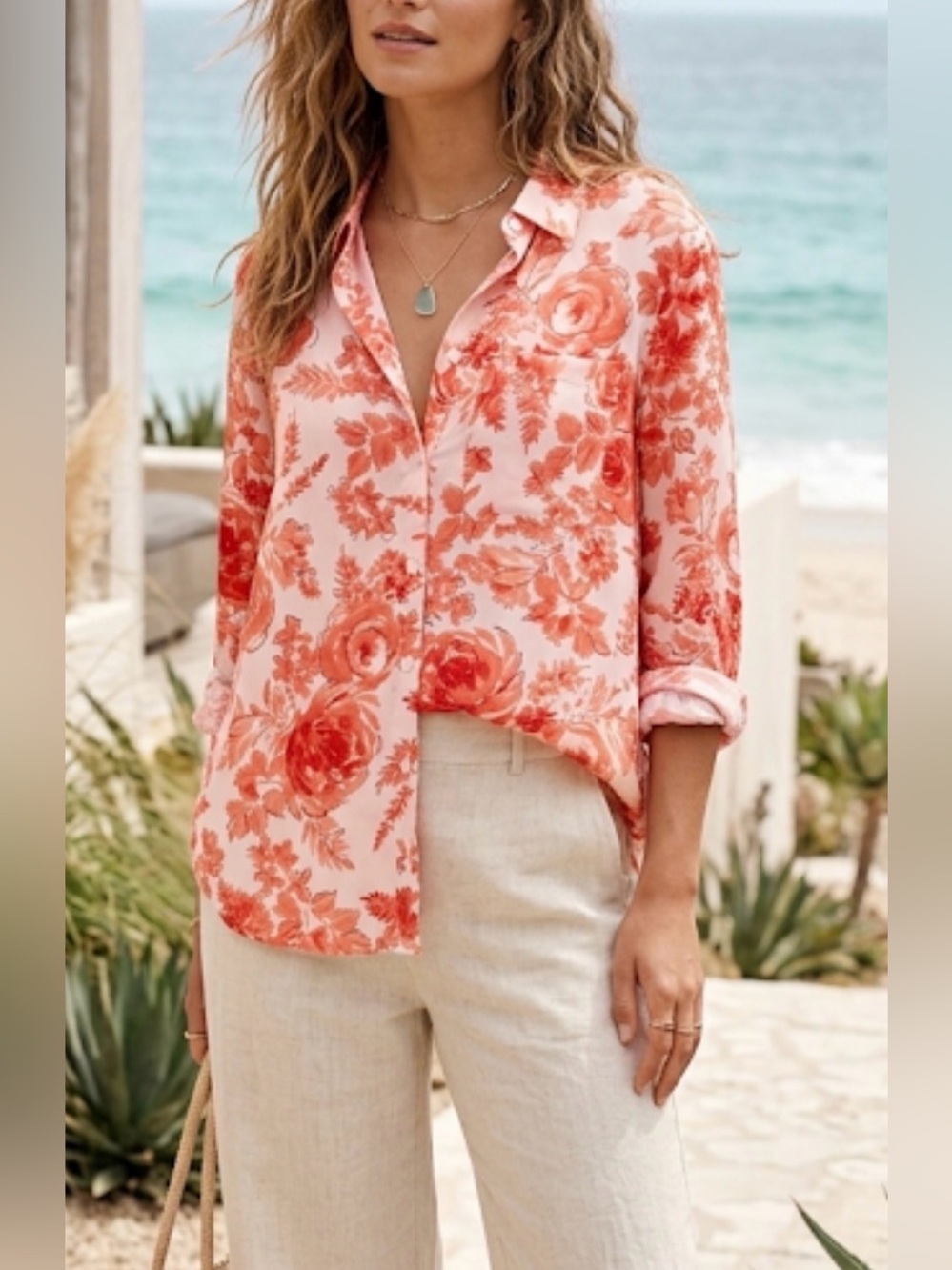 Tommy hilfiger womens blouse sz XL lighweight boho floral summer lagenlook offic